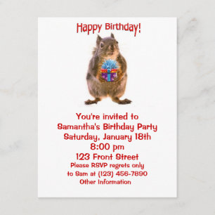 Happy Birthday Squirrel met Cadeau Kaart