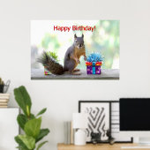 Happy Birthday Squirrel Poster (Thuiskantoor)