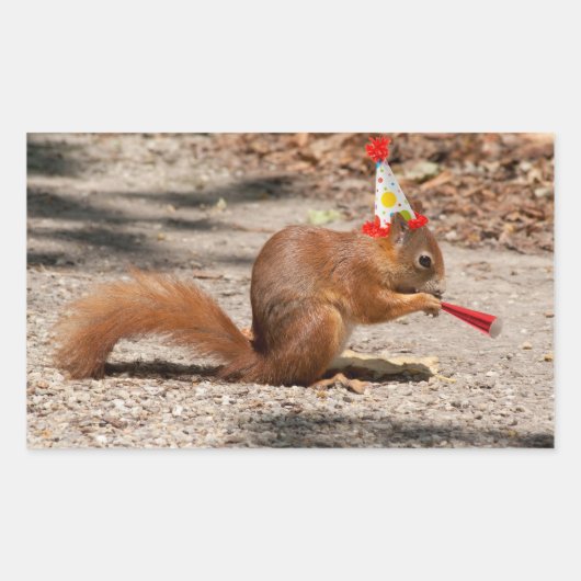 Happy Birthday Squirrel Rechthoekige Sticker (Voorkant)