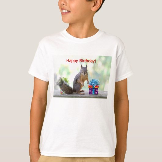 Happy Birthday Squirrel T-shirt (Voorkant)