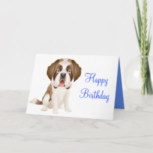 Happy Birthday St Bernard Puppy Dog Wenskaart Kaart