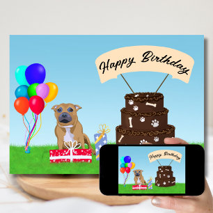 Happy Birthday Staffordshire Bull Terrier Kaart