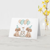 Happy Birthday Standaard Poedel Honden Kaart (Gele Bloem)