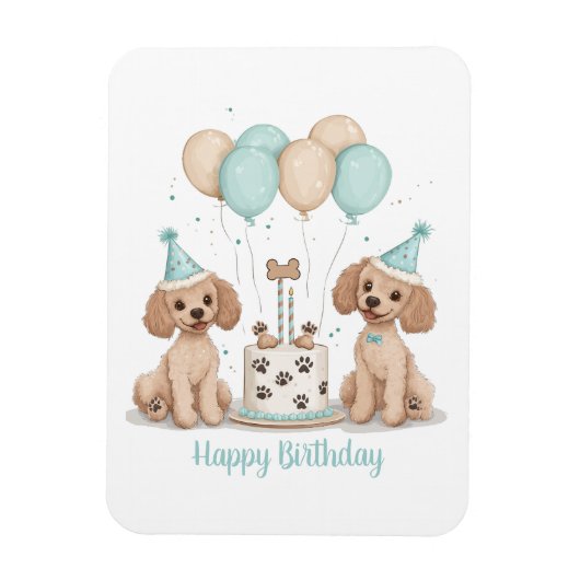 Happy Birthday Standaard Poedel Honden Magneet (Verticaal)