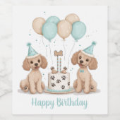 Happy Birthday Standaard Poedel Honden Wijn Etiket (Enkel label)