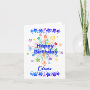 Happy Birthday Star Design Voeg een naam toe Kaart