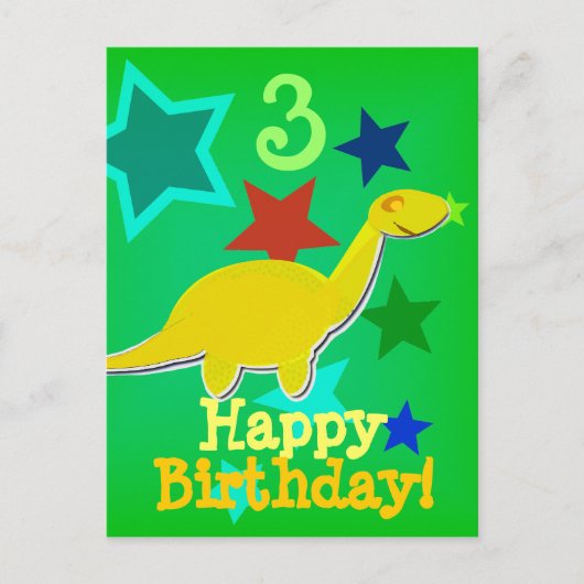 Happy Birthday Star Dinosaur Briefkaart (Voorkant)