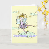 Happy Birthday Star Fairy Wenskaart Kaart (Gele Bloem)