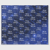 Happy Birthday Star Galaxy op blauw Cadeaupapier (Vlak)