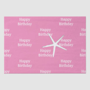 Happy Birthday Starfish Nautical Pink Cute Girly Tissuepapier