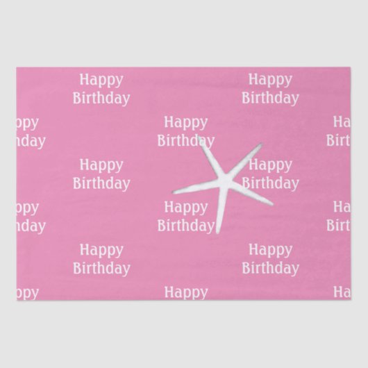 Happy Birthday Starfish Nautical Pink Cute Girly Tissuepapier (Voorkant)
