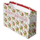 Happy Birthday Stargazer Lily Flower Pattern Groot Cadeauzakje (Achterkant Gekanteld)