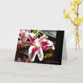 Happy Birthday ~ Stargazer Lily Kaart (Gele Bloem)