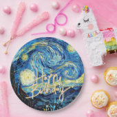 Happy Birthday, Starry Night fine art, Papieren Bordje (Feest)