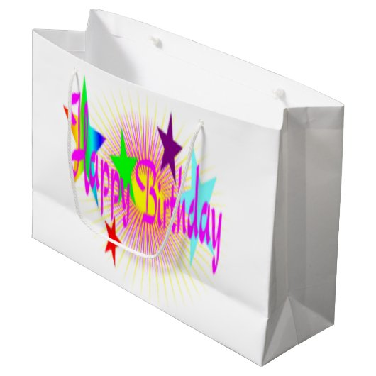 "HAPPY BIRTHDAY" STARS GROOT CADEAUZAKJE (Voorkant Gekanteld)