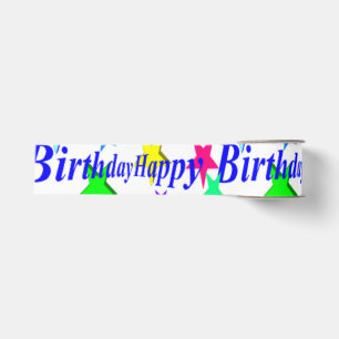 "HAPPY BIRTHDAY" STARS GROSGRAIN LINT
