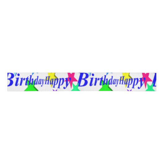 "HAPPY BIRTHDAY" STARS GROSGRAIN LINT (Voorkant)