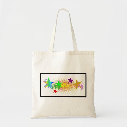 Happy Birthday & Stars - Tote Bag (Voorkant)