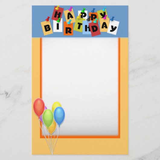 Happy Birthday Stationery Briefpapier (Voorkant)