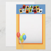 Happy Birthday Stationery Briefpapier (Voorkant / Achterkant)