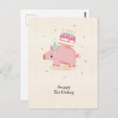 Happy birthday stealing piglet briefkaart (Voorkant / Achterkant)