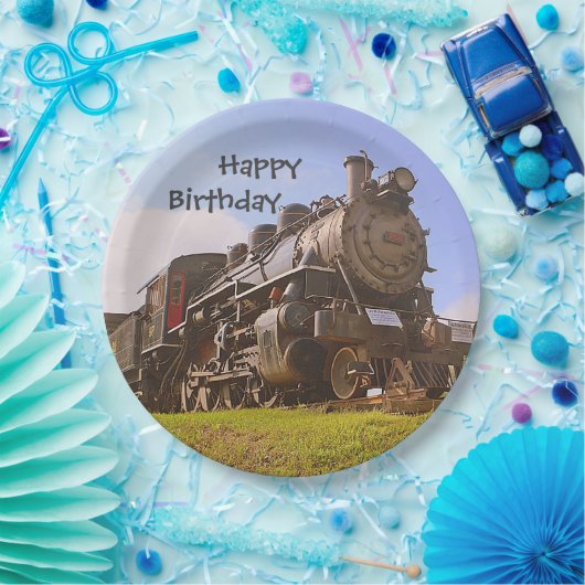 Happy Birthday Steam Train Papieren Bordje (Feest)