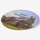Happy Birthday Steam Train Papieren Bordje (Gekanteld)