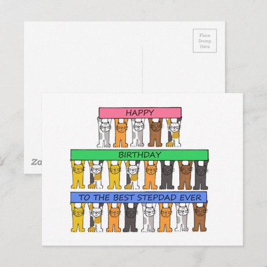 Happy Birthday Stepdad Cartoon Briefkaart (Voorkant / Achterkant)
