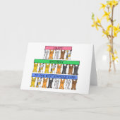 Happy Birthday Stepdad Cartoon Cats Kaart (Gele Bloem)