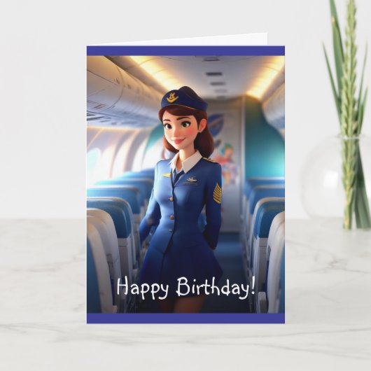 Happy Birthday Stewardess Kaart (Voorkant)