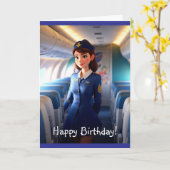 Happy Birthday Stewardess Kaart (Gele Bloem)