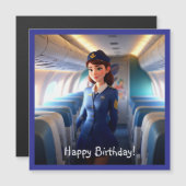 Happy Birthday Stewardess Magnetische Kaart (Voorkant / Achterkant)