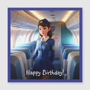 Happy Birthday Stewardess Magnetische Kaart