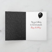 Happy Birthday Stick Figuur Girl met ballon Kaart (Binnen)