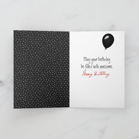 Happy Birthday Stick Figuur Girl met ballon Kaart (Binnen)