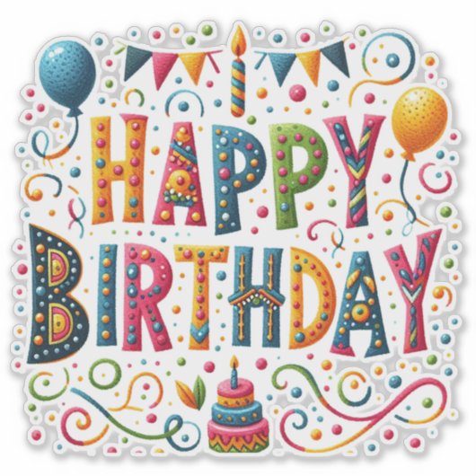 Happy Birthday Sticker (Voorkant)