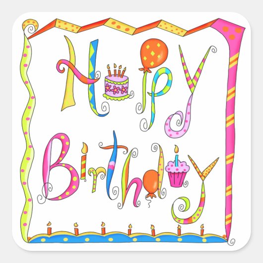 Happy Birthday Sticker (Voorkant)
