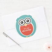 Happy Birthday Sticker Cute Baby Owl Cartoon (Envelop)