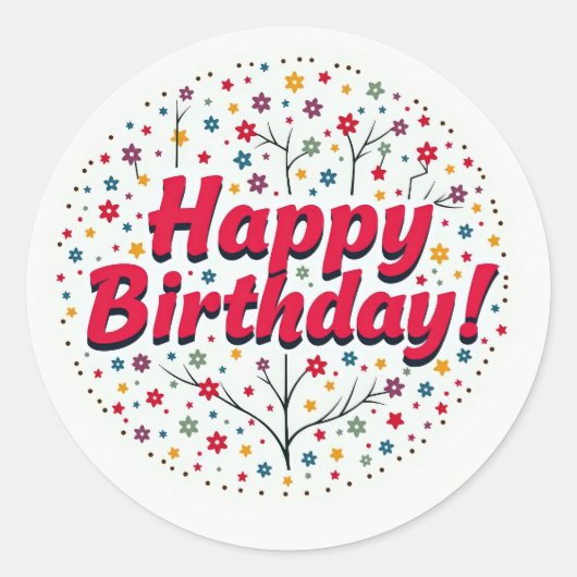 Happy Birthday Sticker Design (Voorkant)