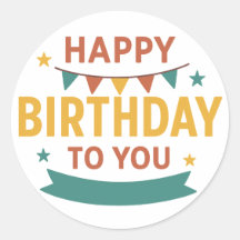 Happy Birthday Sticker – Kleurrijke Custom Party F