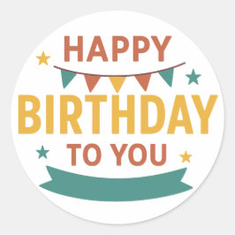 Happy Birthday Sticker – Kleurrijke Custom Party F