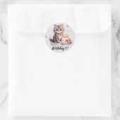 Happy birthday Sticker met leuke kitten en taart (Tas)