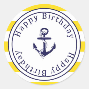 Happy Birthday sticker - Nautical Yellow - marine