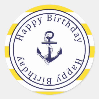 Happy Birthday sticker - Nautical Yellow - marine