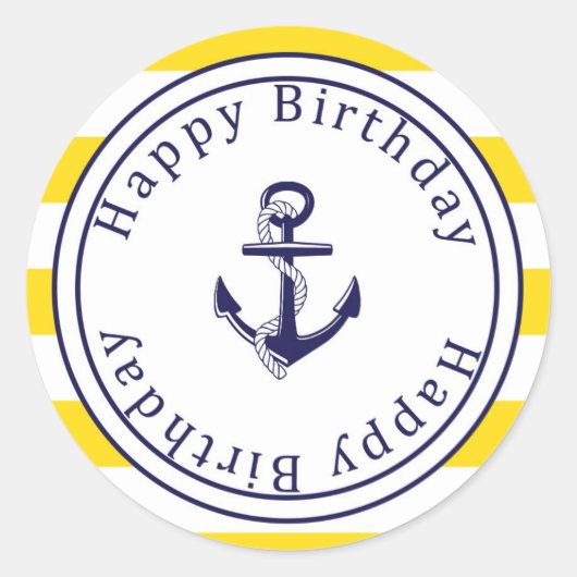 Happy Birthday sticker - Nautical Yellow - marine (Voorkant)