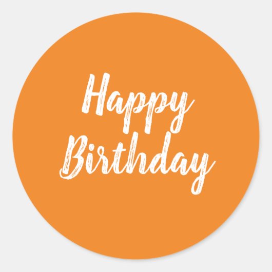 Happy Birthday Sticker op oranje achtergrond (Voorkant)