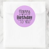 Happy Birthday Sticker op paars (Tas)