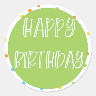 Happy Birthday Sticker Polkadots Bright Favor Tag