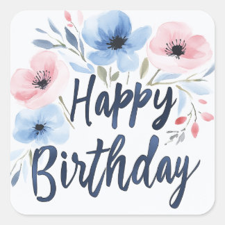 Happy Birthday Sticker - Typ Blumen