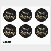 Happy Birthday Stickers Black en Gold (Vel)